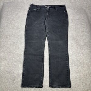 Levis 505 Jeans Womens 16 37x31 Straight Leg Dark Black Denim Stretch READ*‎
